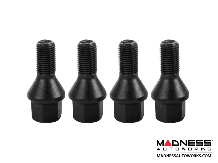 MINI Cooper Lug Bolt Set by Farad - Set of 4 - M14x1.25 - 60° Cone Seat - Black (R55/ R56/ R57/ R58/ R59 Models)